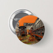 Alte Züge in Havanna, Kuba-Abzeichen Button (Vorne & Hinten)