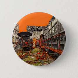 Alte Züge in Havanna, Kuba-Abzeichen Button