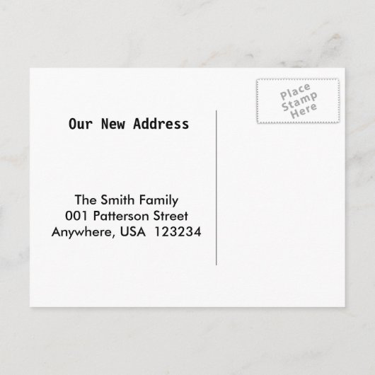 Alte Zuhause Wir haben eine neue Postkarte (Rückseite)