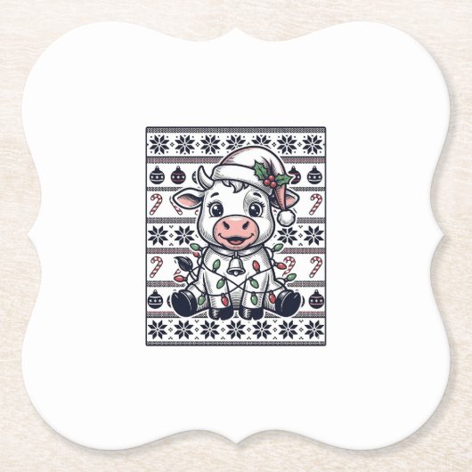 Alteingeschnittenes Weihnachtskuh hässliches Sweat Untersetzer (Vorderseite)