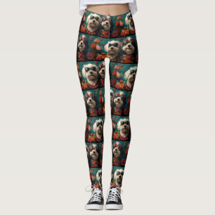 Altenglischer Schäferhund mit Rosen zum Valentinst Leggings