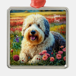 Altenglischer Schäferhund Ornament Aus Metall