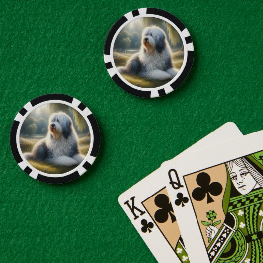 Altenglischer Schäferhund Pokerchips (Pokertisch (doppelt))