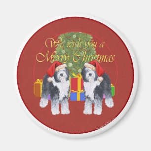 Altenglischer Schäferhund Weihnachten Magnet