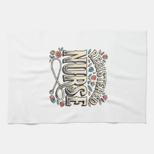 Altenpfleger-Blumen-Typografie-Shirt D Geschirrtuch