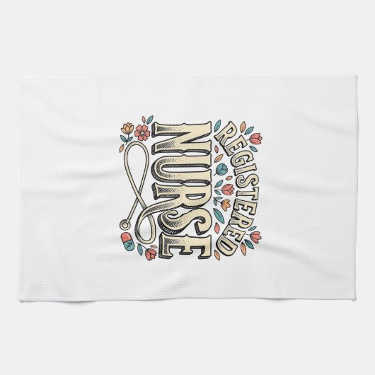 Altenpfleger-Blumen-Typografie-Shirt D Geschirrtuch (Horizontal)