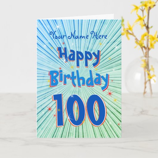 Alter 100 Spaß 3D Blue Chill bearbeitbar 100. Gebu Karte (Gelbe Blume)