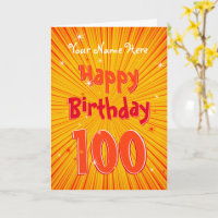 Alter 100 Spaß OrangeSunburst bearbeitbar 100. Geb
