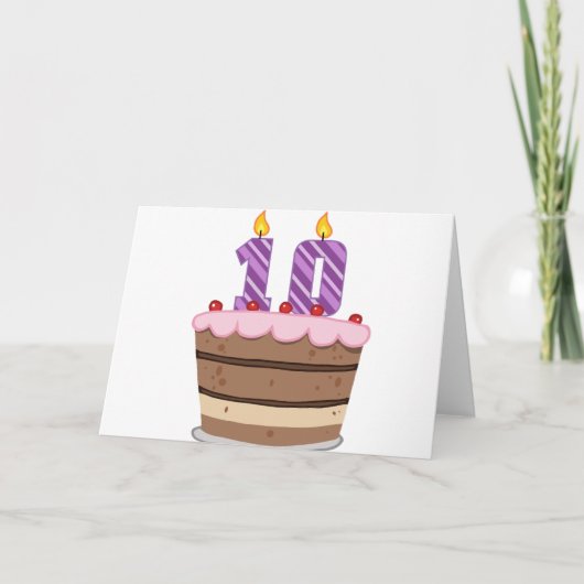 Alter 10 auf Geburtstagskuchen Karte (Vorderseite)