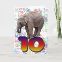 Alter 10, ein glücklicher Elefant Geburtstagskarte