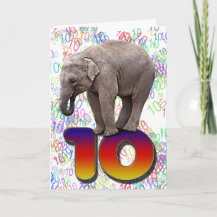 Alter 10, ein glücklicher Elefant Geburtstagskarte Karte