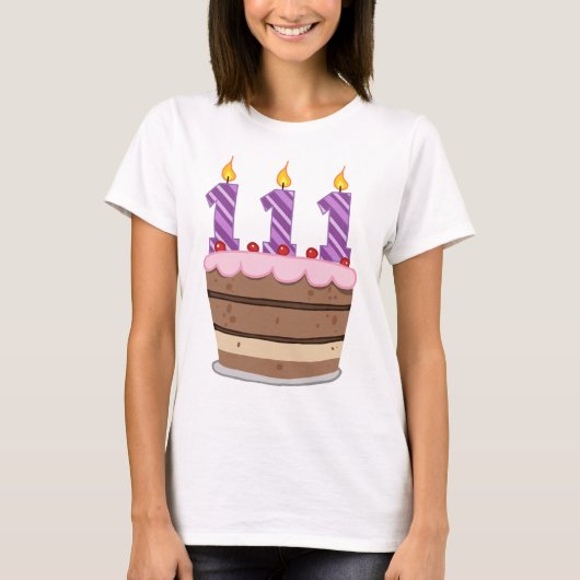 Alter 111 auf Geburtstagskuchen T-Shirt (Vorderseite)