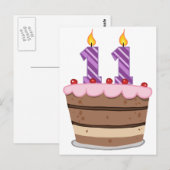 Alter 11 auf Geburtstagskuchen Postkarte (Vorne/Hinten)