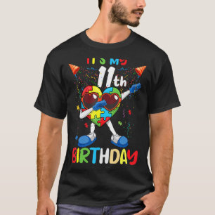 Alter 11 Jahre Geburt Dab Herz Puzzle Autismus Auf T-Shirt