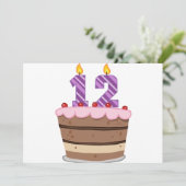 Alter 12 auf Geburtstagskuchen Karte (Stehend Vorderseite)