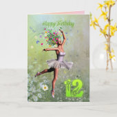 Alter 12, Blume Fee Geburtskarte Karte (Gelbe Blume)