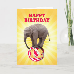 Alter 12, ein glücklicher Elefant Geburtstagskarte Karte