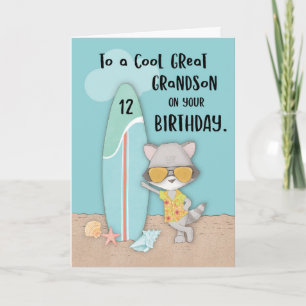Alter 12 Urenkel Geburtstag Strand Lustiger Waschb Karte