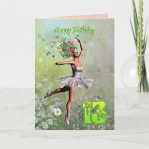Alter 13, Blume Fee Geburtskarte Karte