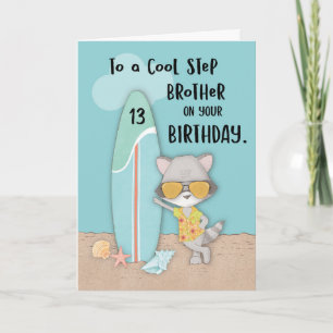 Alter 13 Schritt Bruder Geburtstag Strand Funny Ra Karte