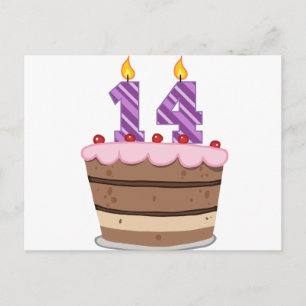 Alter 14 auf Geburtstagskuchen Postkarte