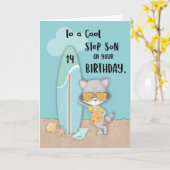 Alter 14 Step Son Birthday Beach Funny Cool Raccoo Karte (Gelbe Blume)