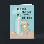 Alter 14 Step Son Birthday Beach Funny Cool Raccoo Karte<br><div class="desc">Wünschen Sie Ihren liebsten Schritt für einen "BEACHY" Tag mit dieser Karte. Das wurde speziell für ihn entworfen,  um ihn an seinem 14. Geburtstag begrüßen zu können. Und der coole Waschbär ist hier,  um ihn daran zu erinnern,  dass die Sommerzeit für beide die Strandzeit ist.</div>