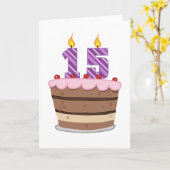 Alter 15 auf Geburtstagskuchen Karte (Gelbe Blume)