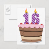 Alter 16 auf Geburtstagskuchen Postkarte (Vorne/Hinten)