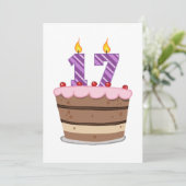 Alter 17 auf Geburtstagskuchen Karte (Stehend Vorderseite)