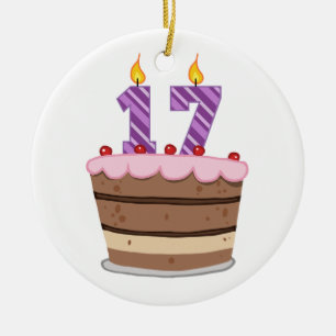 Alter 17 auf Geburtstagskuchen Keramik Ornament