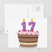 Alter 17 auf Geburtstagskuchen Postkarte (Vorne/Hinten)