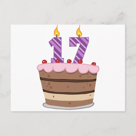 Alter 17 auf Geburtstagskuchen Postkarte (Vorderseite)
