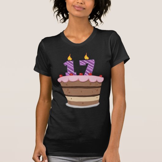 Alter 17 auf Geburtstagskuchen T-Shirt (Vorderseite)