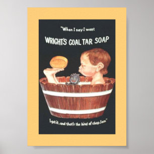 Alter 1920 Wright's Coal Teer Seifenwerbung Junge Poster