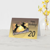 Alter 20, Geburtskarte mit Aufzuchtpferden Karte (Gelbe Blume)