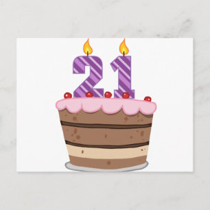 Alter 21 auf Geburtstagskuchen Postkarte