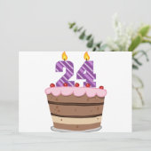 Alter 24 auf Geburtstagskuchen Karte (Stehend Vorderseite)