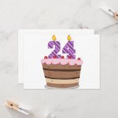 Alter 24 auf Geburtstagskuchen Karte (Vorderseite/Rückseite Beispiel)