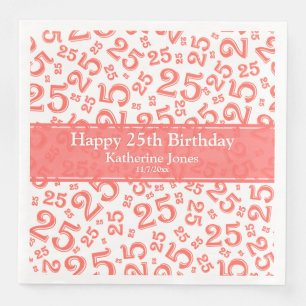 Alter 25 Random Number Pattern Coral/White Serviette