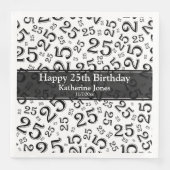 Alter 25 Zufallszahlenmuster Schwarz/Weiß Serviette (Vorderseite)