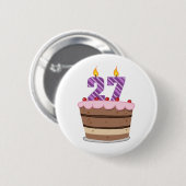 Alter 27 auf Geburtstagskuchen Button (Vorne & Hinten)