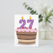 Alter 27 auf Geburtstagskuchen Postkarte (Stehend Vorderseite)