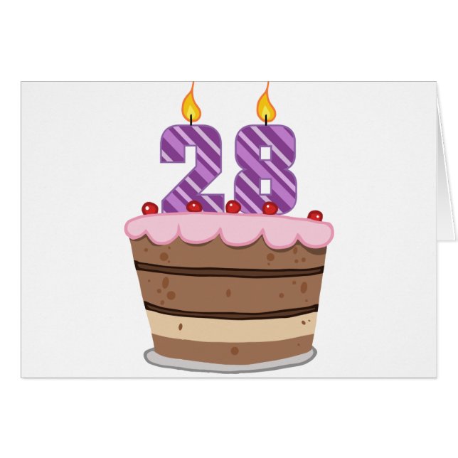 Alter 28 auf Geburtstagskuchen (Vorderseite (Horizontal))