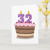 Alter 32 auf Geburtstagskuchen Karte (Gelbe Blume)