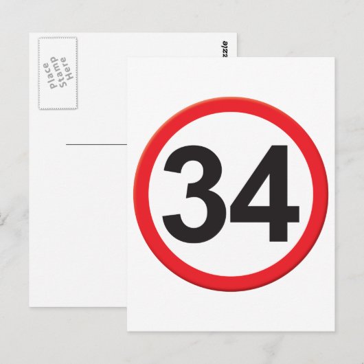 Alter 34 postkarte (Vorne/Hinten)