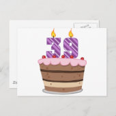 Alter 39 auf Geburtstagskuchen Postkarte (Vorne/Hinten)