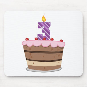 Alter 3 auf Geburtstagskuchen Mousepad