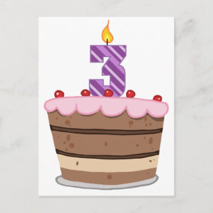 Alter 3 auf Geburtstagskuchen Postkarte