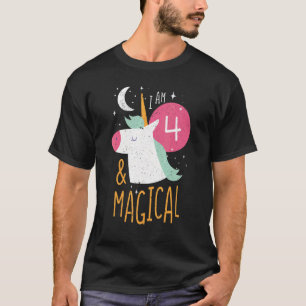 Alter 4 Jahre Süße Tier Geburt Geboren Niedlich Ma T-Shirt